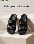 Eeken Men Comfort Sandals Double Buckle Easy Wear Slip On for Casual Daily use