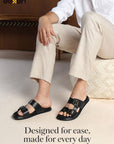 Eeken Men Comfort Sandals Double Buckle Easy Wear Slip On for Casual Daily use