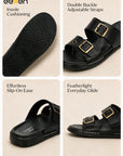 Eeken Men Comfort Sandals Double Buckle Easy Wear Slip On for Casual Daily use