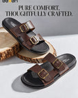 Eeken Men Comfort Sandals Double Buckle Easy Wear Slip On for Casual Daily use