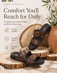 Eeken Men Comfort Sandals Double Buckle Easy Wear Slip On for Casual Daily use