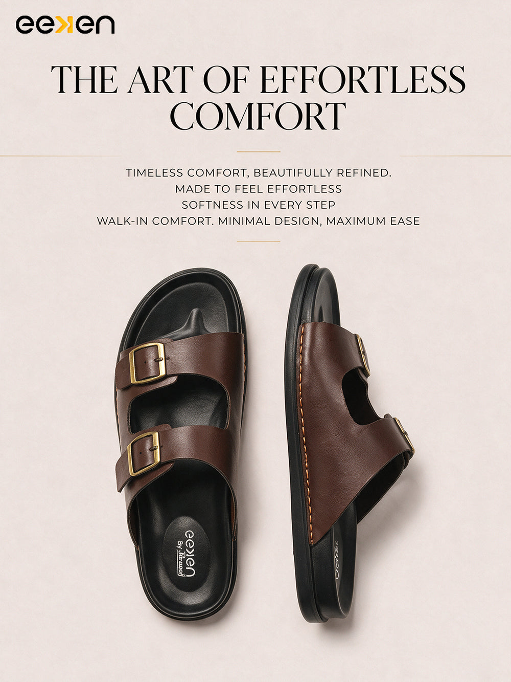 Eeken Men Sandals Comfortable Dual Buckle for Daily Casual and Outdoor Use