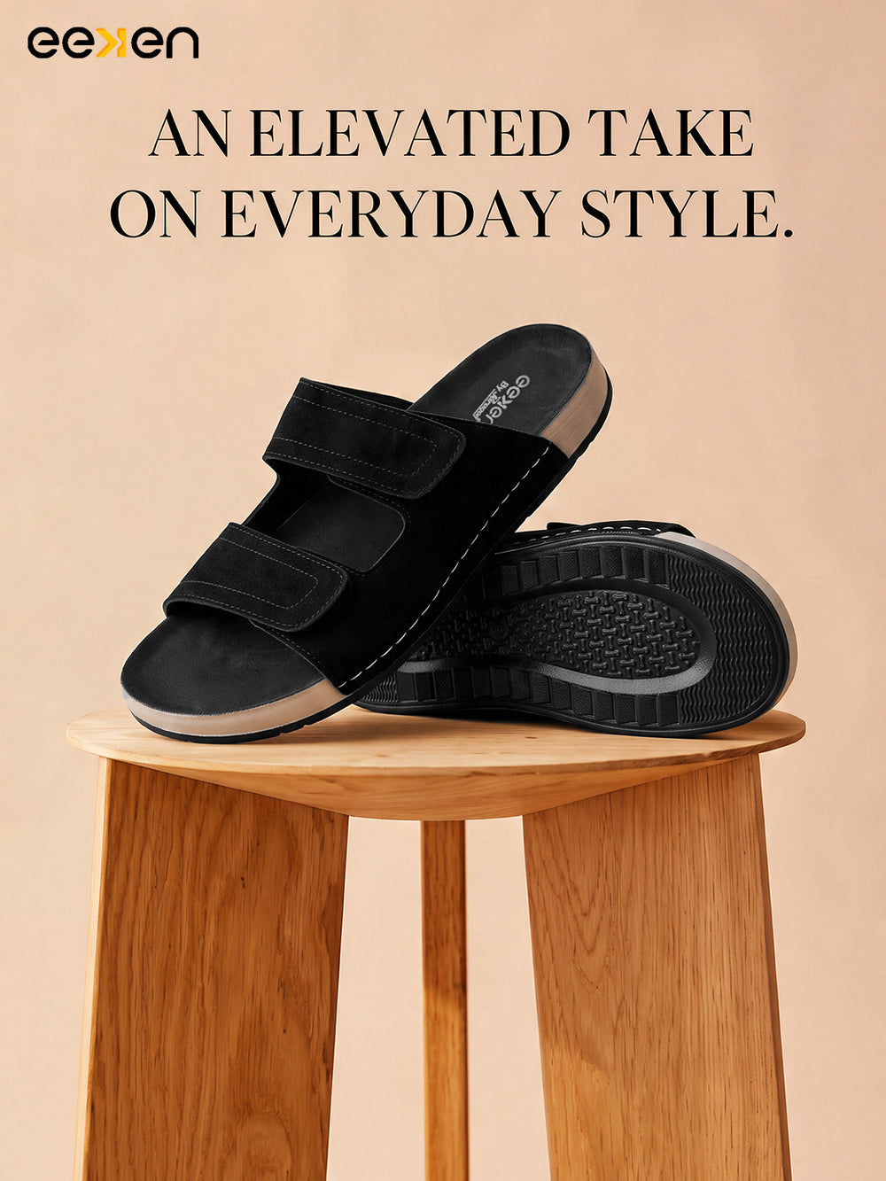 Eeken Men Sandals Comfortable Easy Slip On Velcro Strap for Daily Use