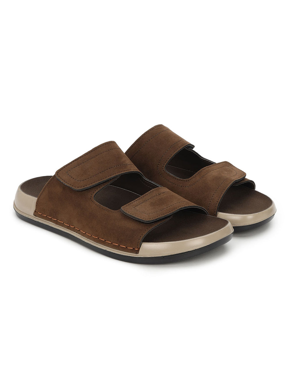 Eeken Men Sandals Velcro Strap Casual Slip On For Daily Use with Cushioned Footbed