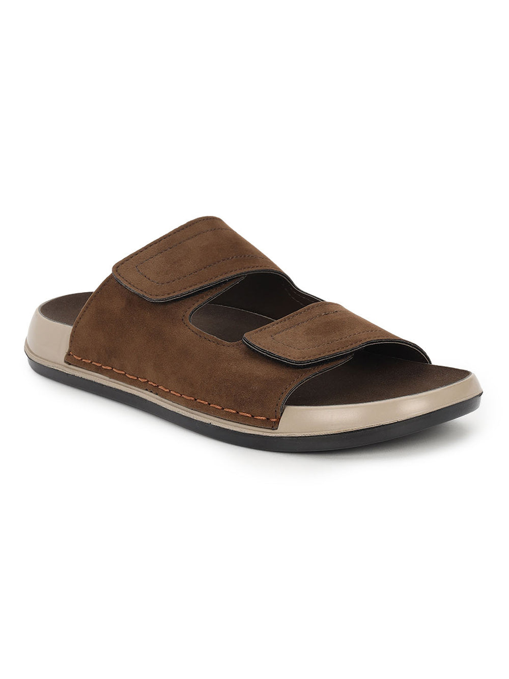 Eeken Men Sandals Velcro Strap Casual Slip On For Daily Use with Cushioned Footbed