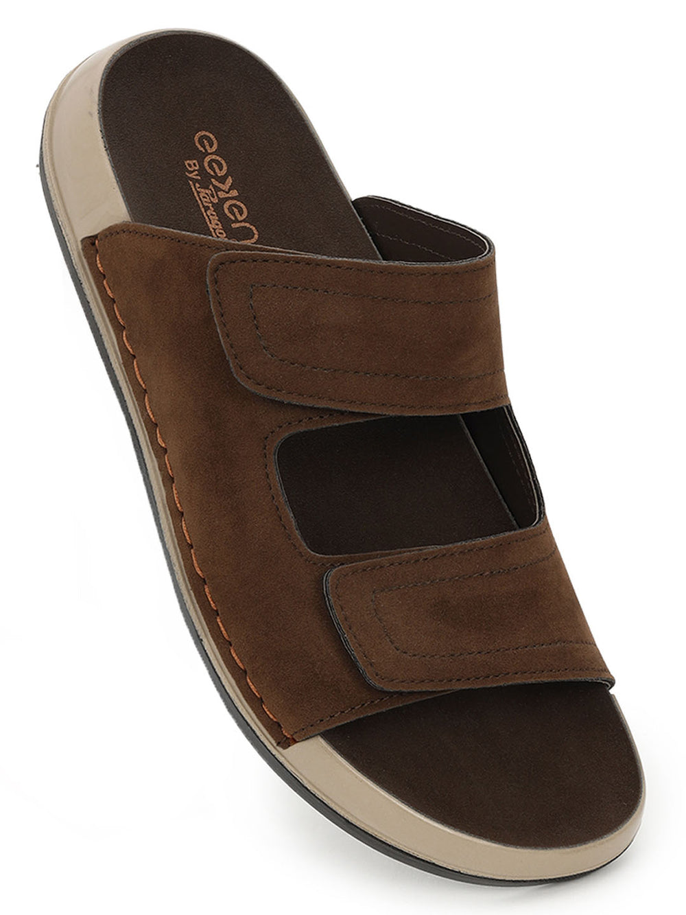 Eeken Men Sandals Velcro Strap Casual Slip On For Daily Use with Cushioned Footbed