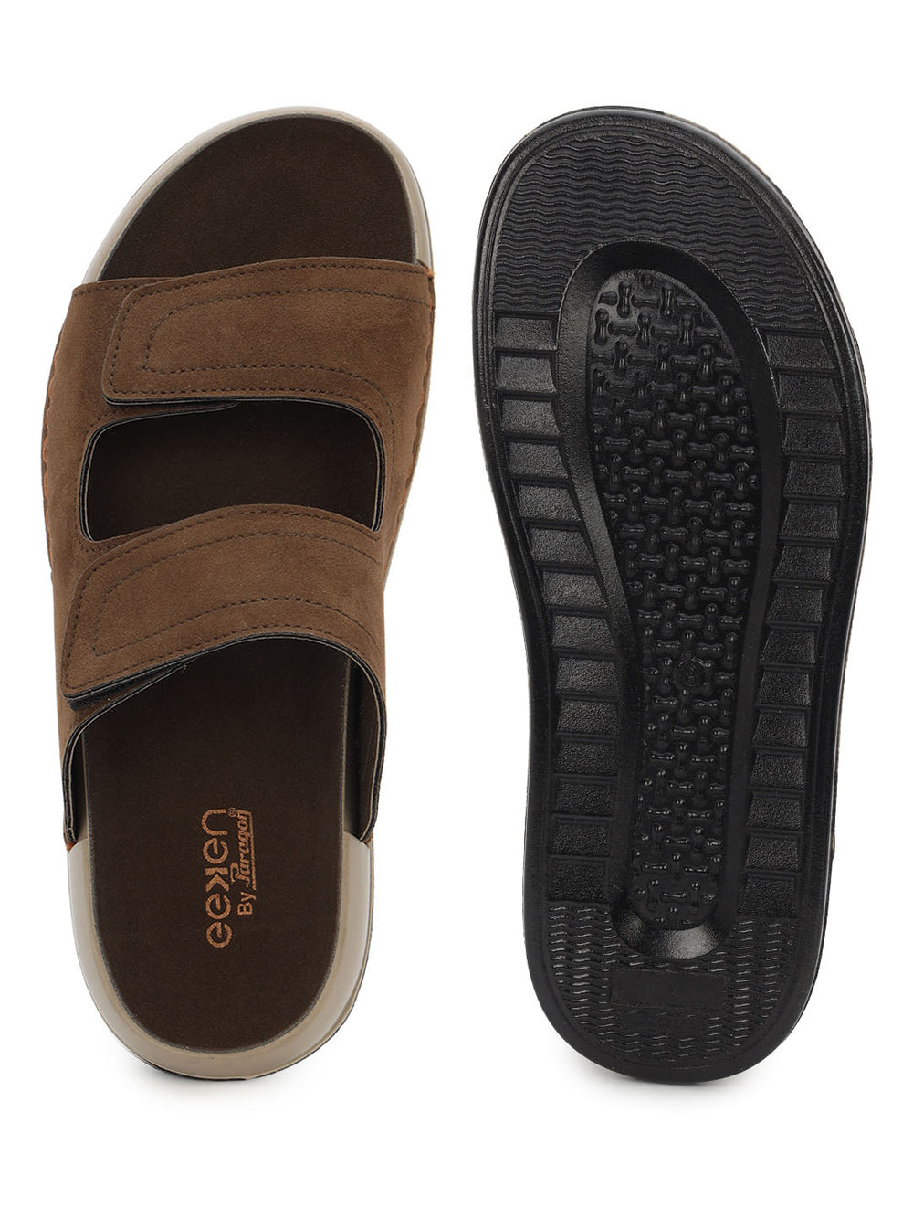 Eeken Men Sandals Velcro Strap Casual Slip On For Daily Use with Cushioned Footbed