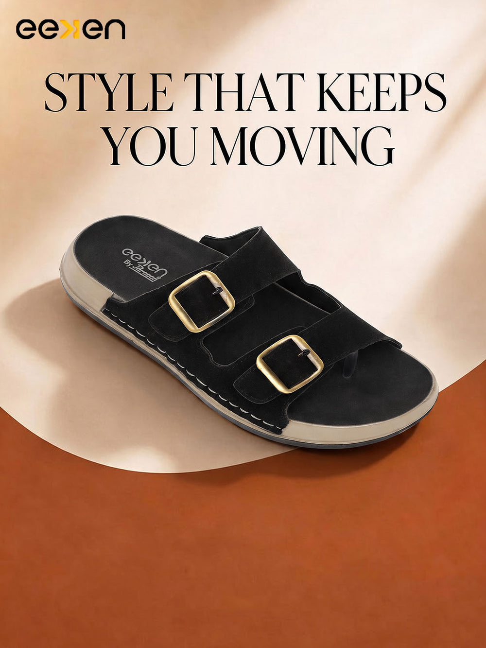 Eeken Men Sandals Double Buckle Casual Daily Use Slip On for All day Comfort