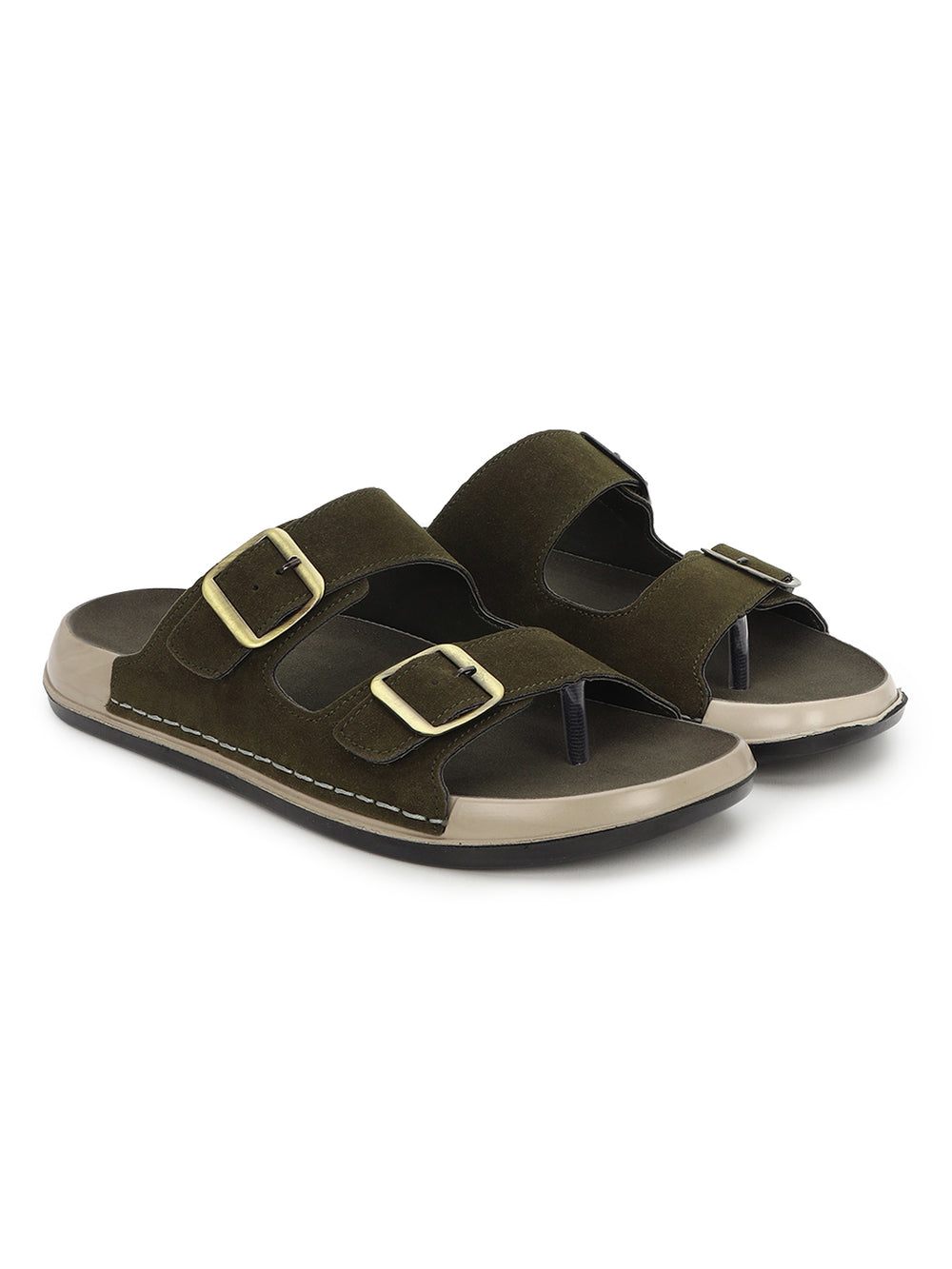 Eeken Men Sandals Leightweight Dual Buckle Slip On for Daily Use