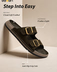 Eeken Men Sandals Leightweight Dual Buckle Slip On for Daily Use