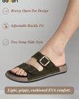 Eeken Men Sandals Leightweight Dual Buckle Slip On for Daily Use