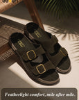 Eeken Men Sandals Leightweight Dual Buckle Slip On for Daily Use