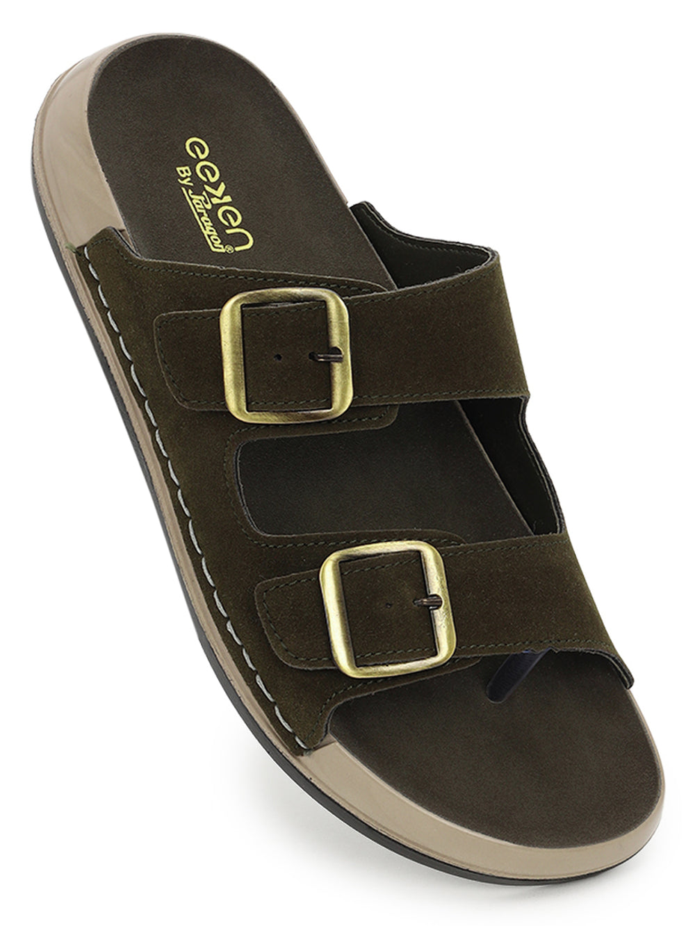 Eeken Men Sandals Leightweight Dual Buckle Slip On for Daily Use