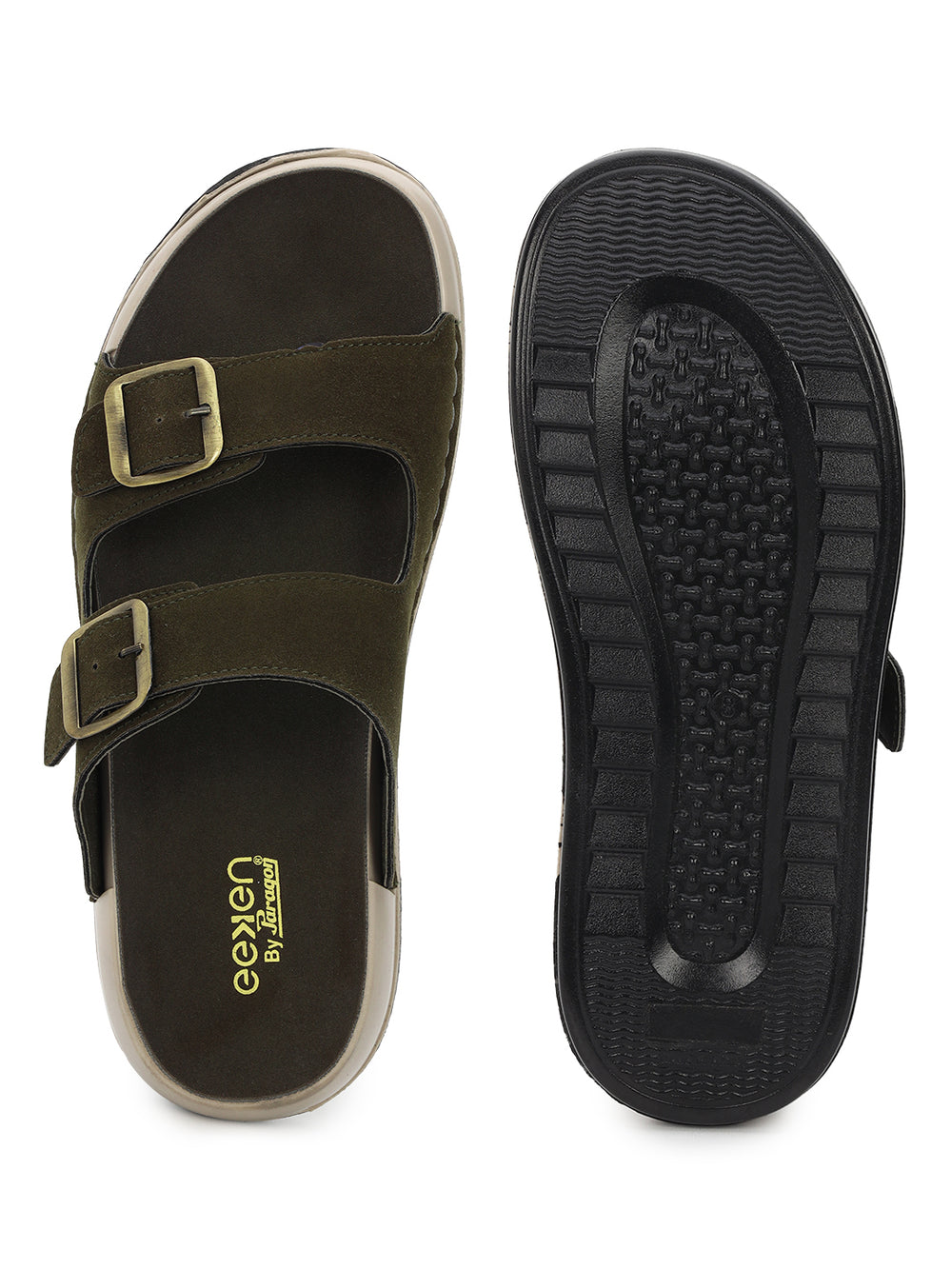 Eeken Men Sandals Leightweight Dual Buckle Slip On for Daily Use
