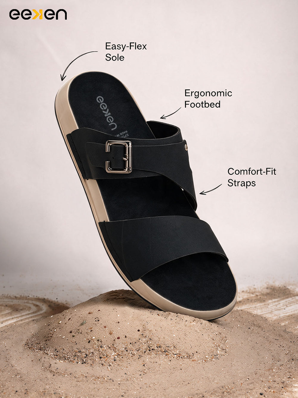 Eeken Men Sandals Comfortable Dual Strap Adjustable Buckle for Daily Casual and Outdoor Use