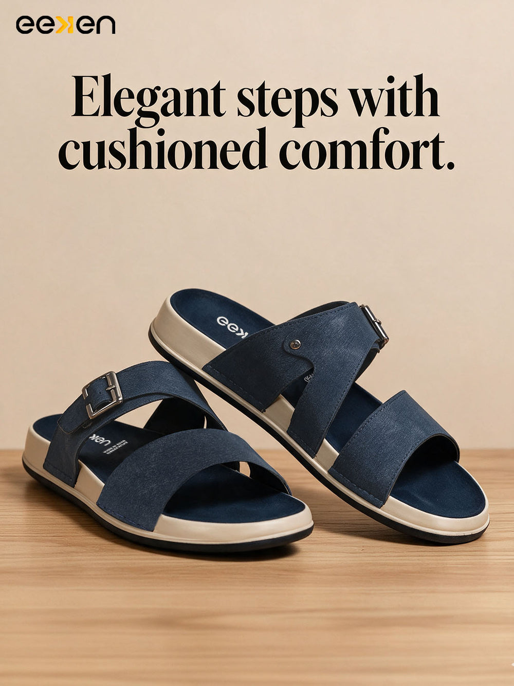 Eeken Men Sandals Comfortable Dual Strap Adjustable Buckle for Daily Casual and Outdoor Use