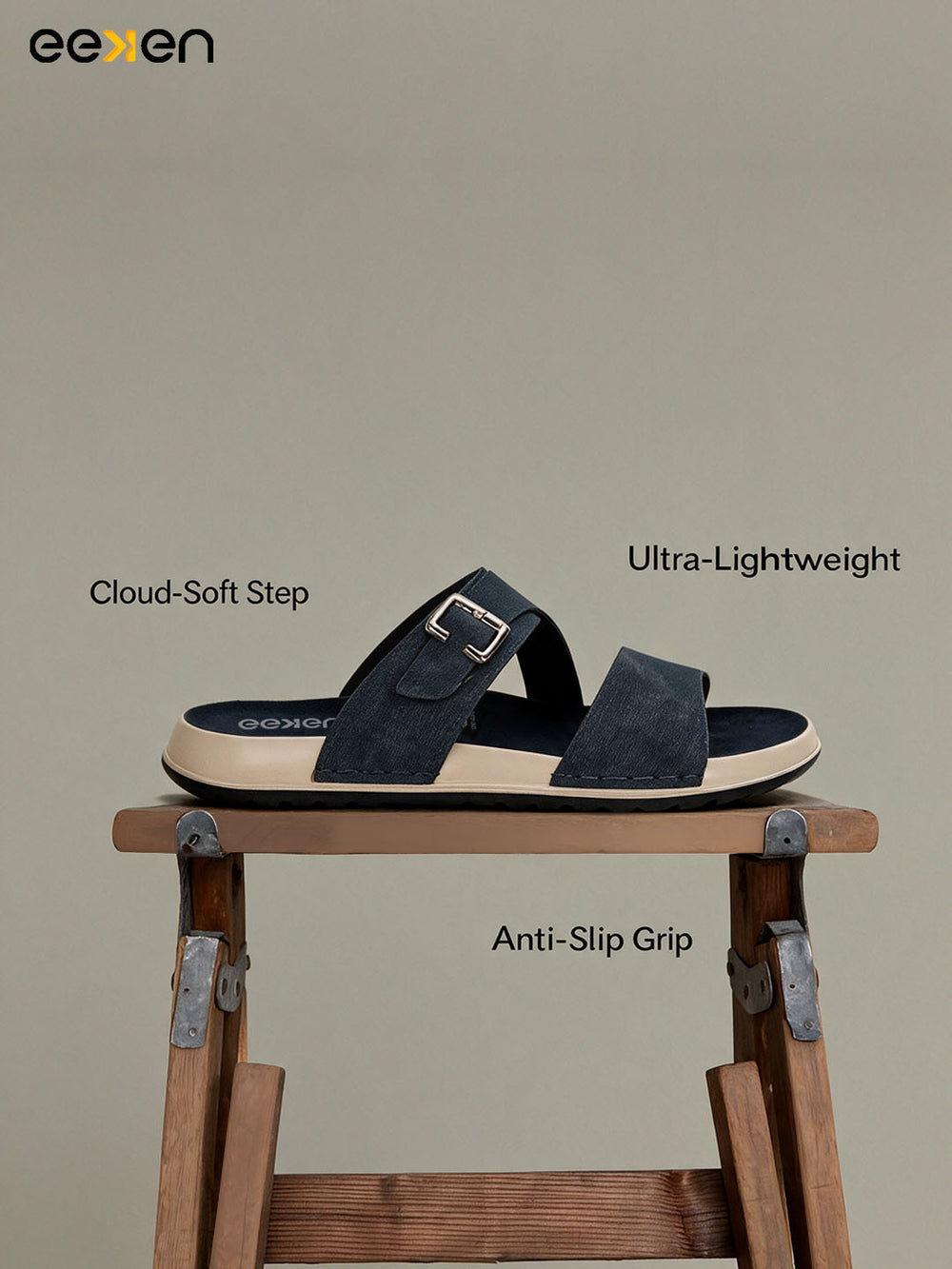 Eeken Men Sandals Comfortable Dual Strap Adjustable Buckle for Daily Casual and Outdoor Use