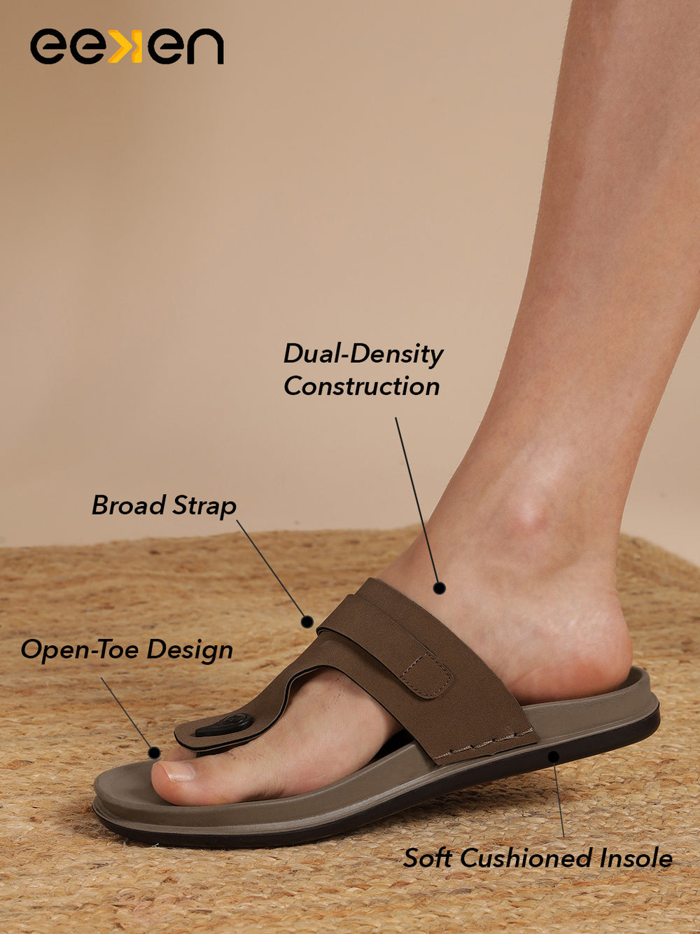 Eeken Men Casual Sandals Comfortable Footbed | Toe Post Slip On | Premium|Lightweight for Daily Use | Slip Resistent | Water repellent