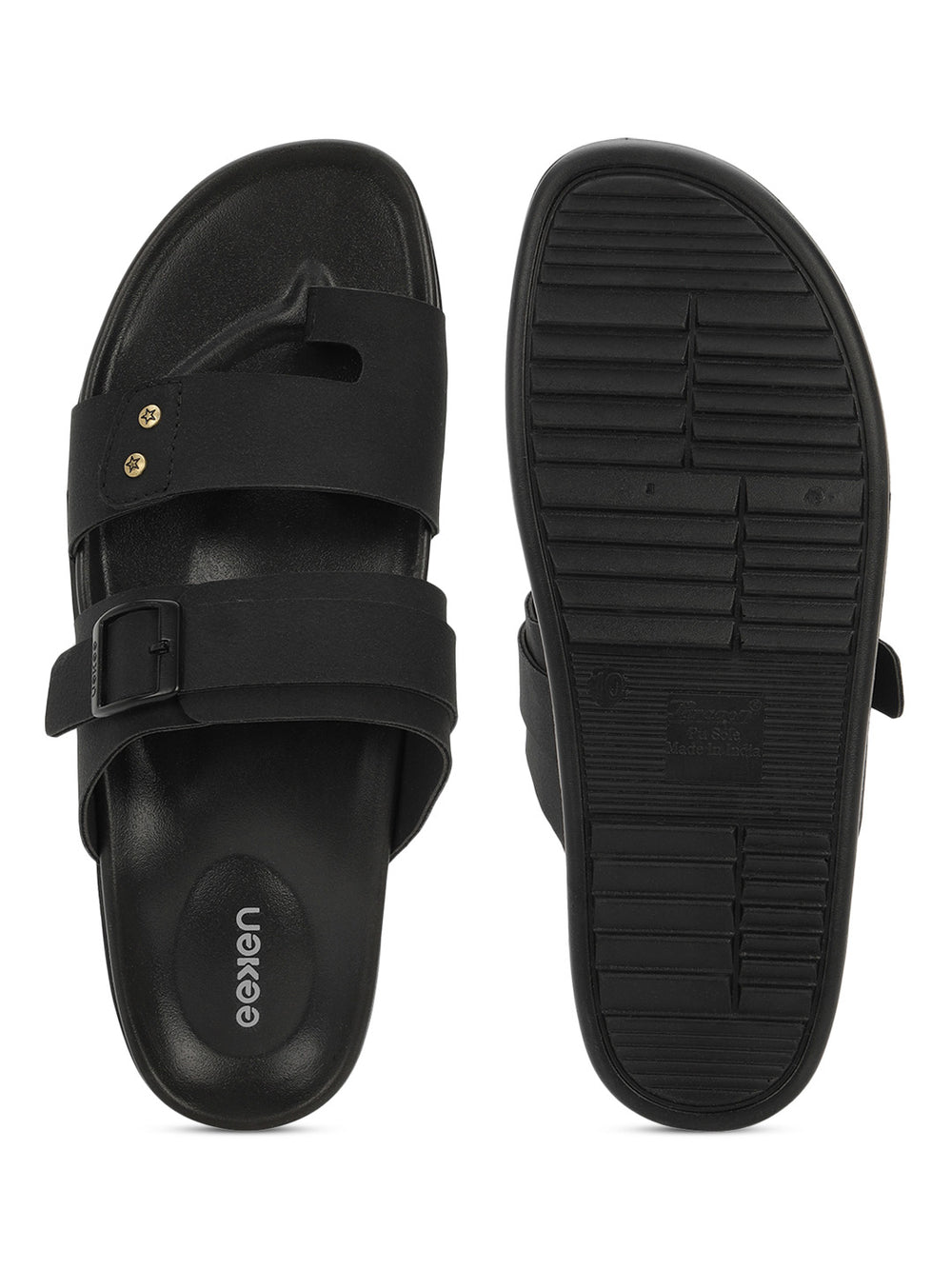 Eeken Men Casual Sandals Soft Footbed | Toe Ring Buckle Strap Slip On | Sleek Dual Strap styling for Daily Outdoor Use