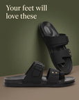Eeken Men Casual Sandals Soft Footbed | Toe Ring Buckle Strap Slip On | Sleek Dual Strap styling for Daily Outdoor Use