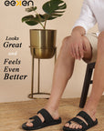 Eeken Men Casual Sandals Soft Footbed | Toe Ring Buckle Strap Slip On | Sleek Dual Strap styling for Daily Outdoor Use