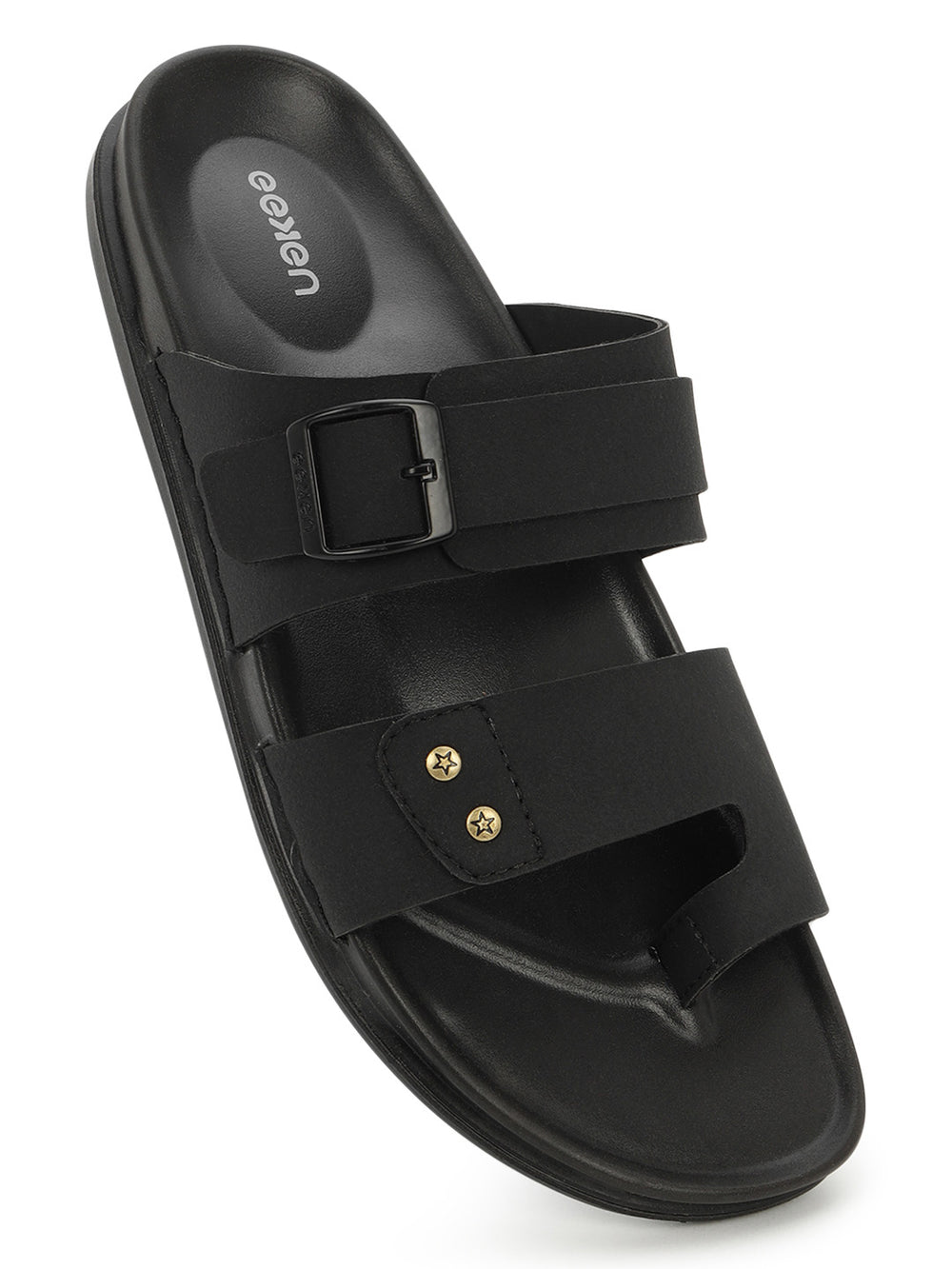 Eeken Men Casual Sandals Soft Footbed | Toe Ring Buckle Strap Slip On | Sleek Dual Strap styling for Daily Outdoor Use