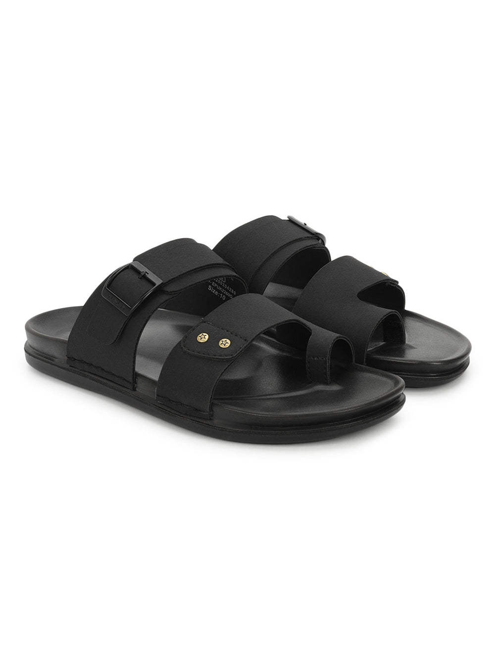 Eeken Men Casual Sandals Soft Footbed | Toe Ring Buckle Strap Slip On | Sleek Dual Strap styling for Daily Outdoor Use