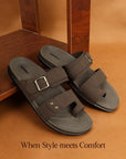 Eeken Men Casual Sandals Soft Footbed | Toe Ring Buckle Strap Slip On | Sleek Dual Strap styling for Daily Outdoor Use