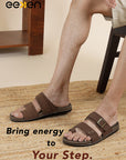 Eeken Men Casual Sandals Soft Footbed | Toe Ring Buckle Strap Slip On | Sleek Dual Strap styling for Daily Outdoor Use