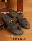 Eeken Men Casual Sandals Soft Footbed | Toe Ring Buckle Strap Slip On | Sleek Dual Strap styling for Daily Outdoor Use
