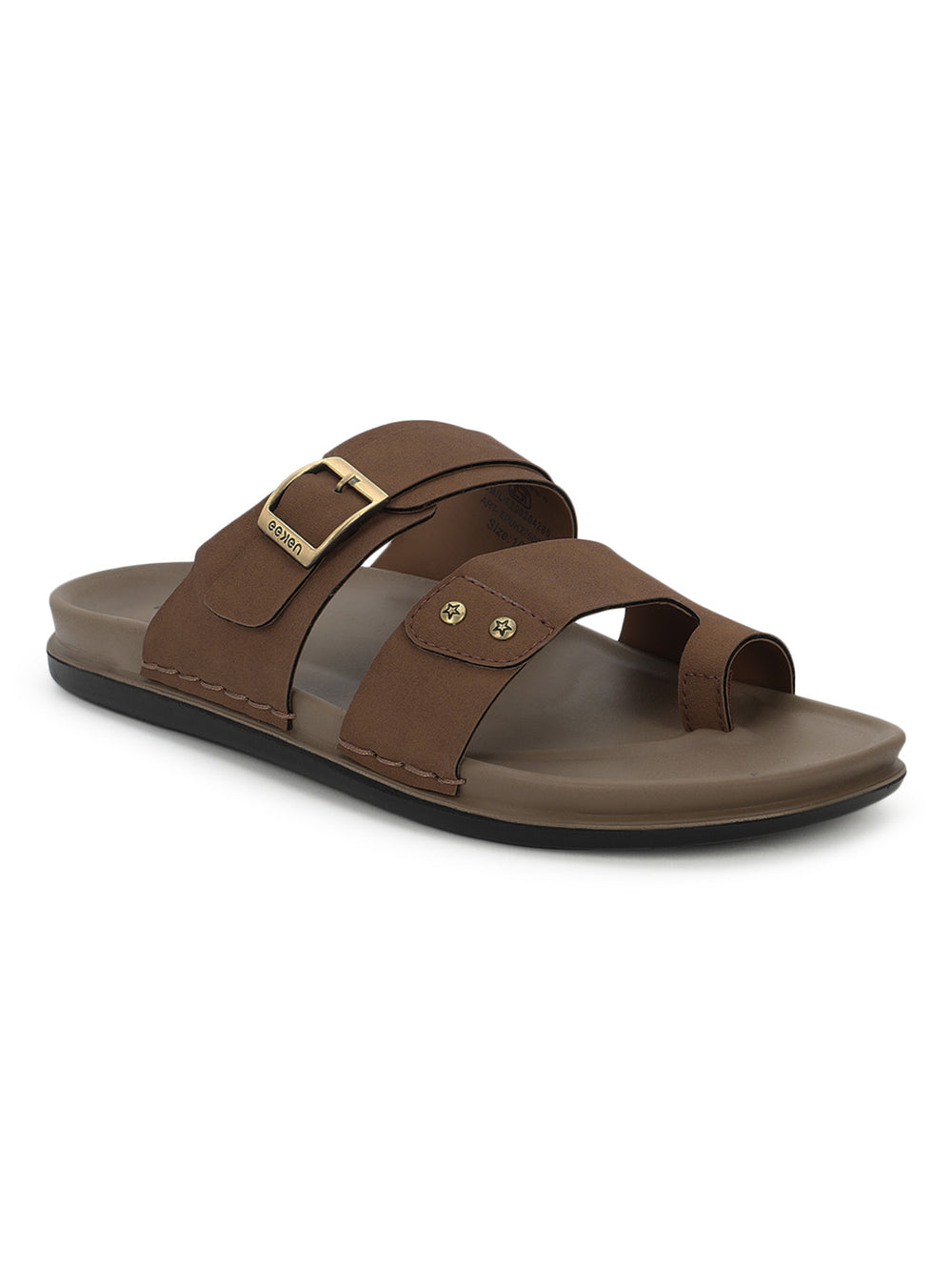 Eeken Men Casual Sandals Soft Footbed | Toe Ring Buckle Strap Slip On | Sleek Dual Strap styling for Daily Outdoor Use