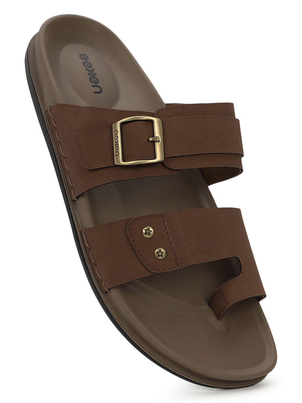 Eeken Men Casual Sandals Soft Footbed | Toe Ring Buckle Strap Slip On | Sleek Dual Strap styling for Daily Outdoor Use