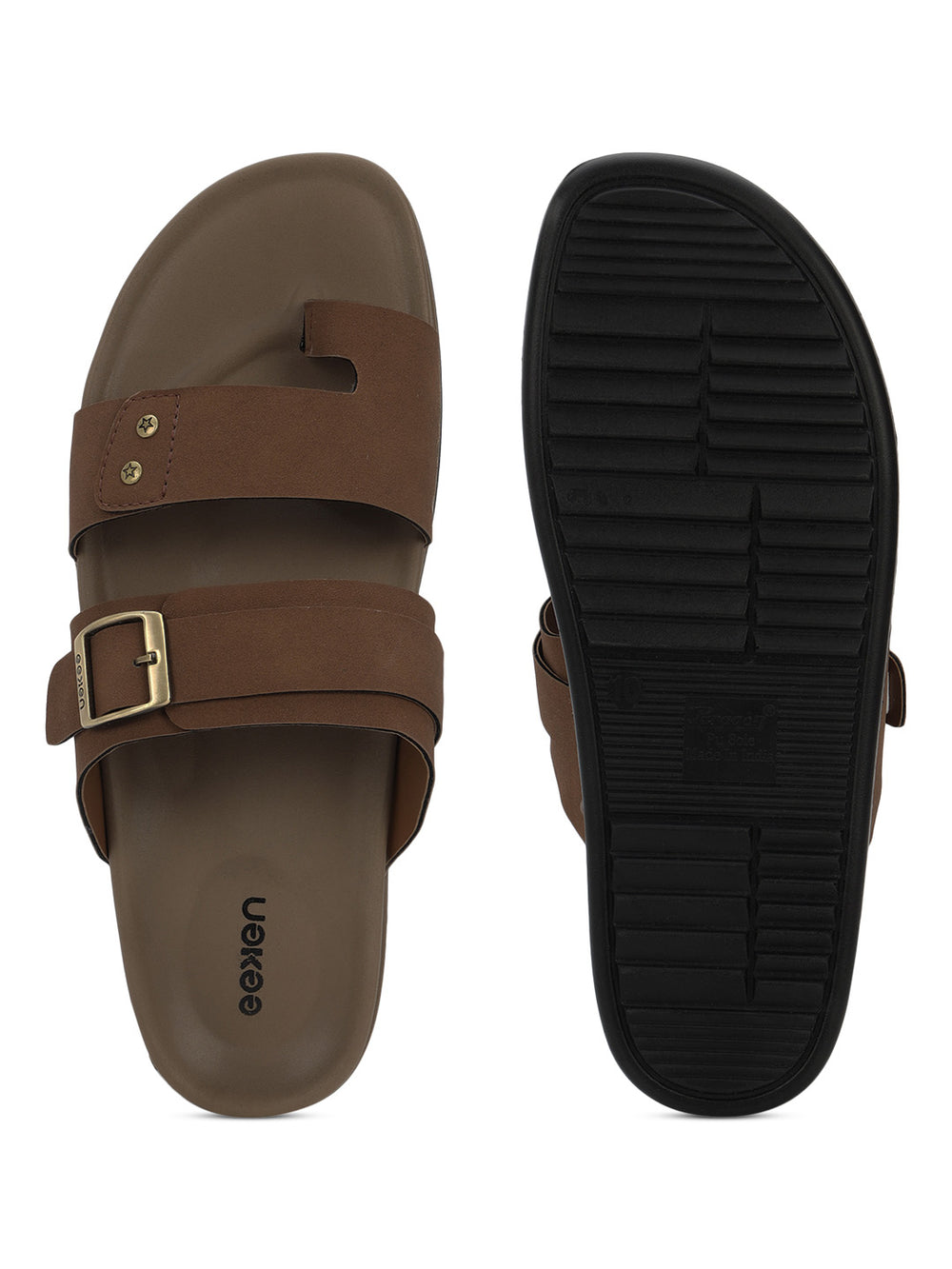 Eeken Men Casual Sandals Soft Footbed | Toe Ring Buckle Strap Slip On | Sleek Dual Strap styling for Daily Outdoor Use