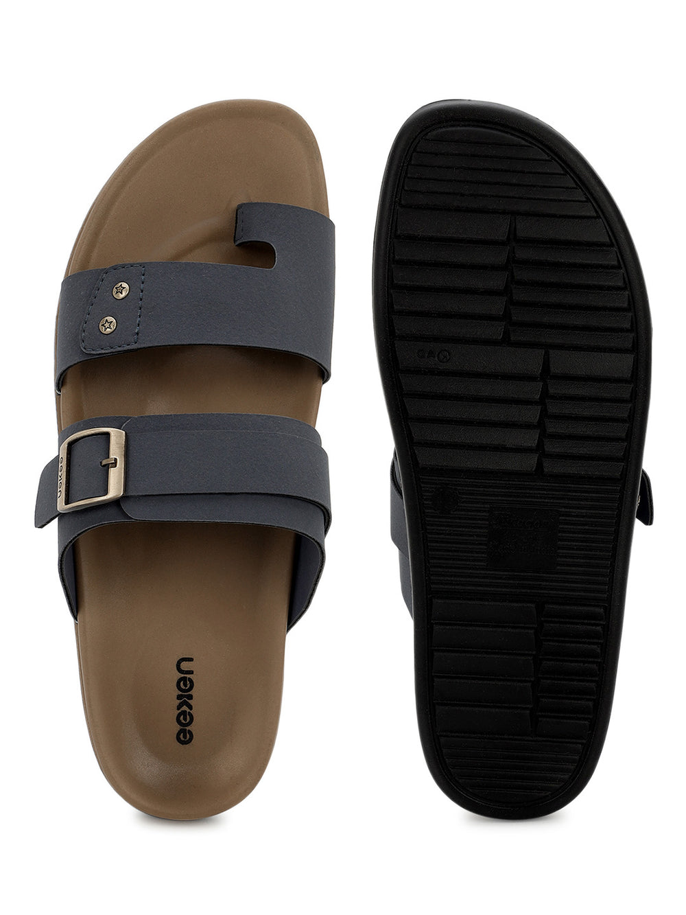 Eeken Men Casual Sandals Soft Footbed | Toe Ring Buckle Strap Slip On | Sleek Dual Strap styling for Daily Outdoor Use