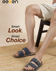 Eeken Men Casual Sandals Soft Footbed | Toe Ring Buckle Strap Slip On | Sleek Dual Strap styling for Daily Outdoor Use