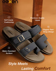 Eeken Men Casual Sandals Soft Footbed | Toe Ring Buckle Strap Slip On | Sleek Dual Strap styling for Daily Outdoor Use