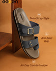 Eeken Men Casual Sandals Soft Footbed | Toe Ring Buckle Strap Slip On | Sleek Dual Strap styling for Daily Outdoor Use