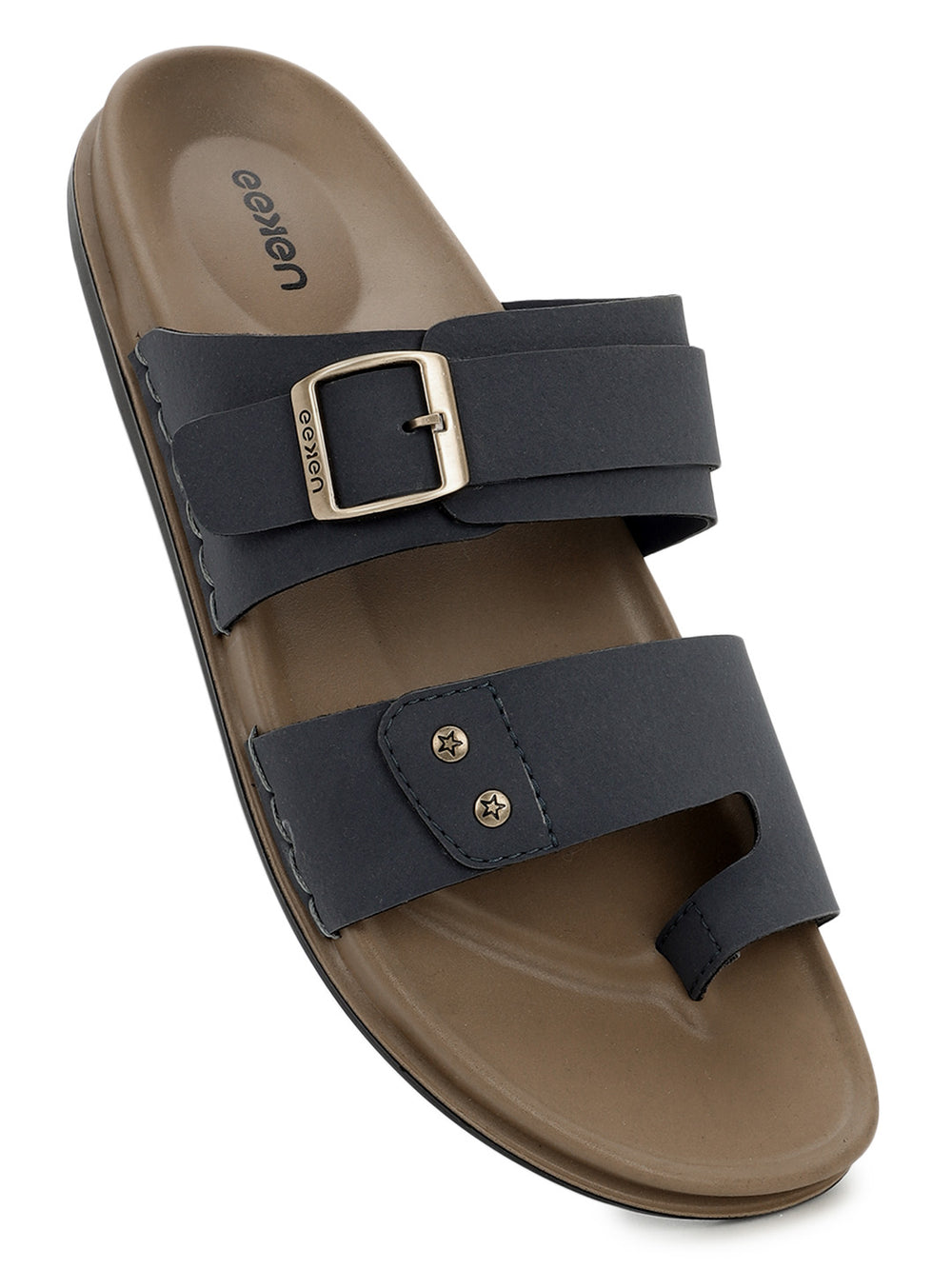 Eeken Men Casual Sandals Soft Footbed | Toe Ring Buckle Strap Slip On | Sleek Dual Strap styling for Daily Outdoor Use