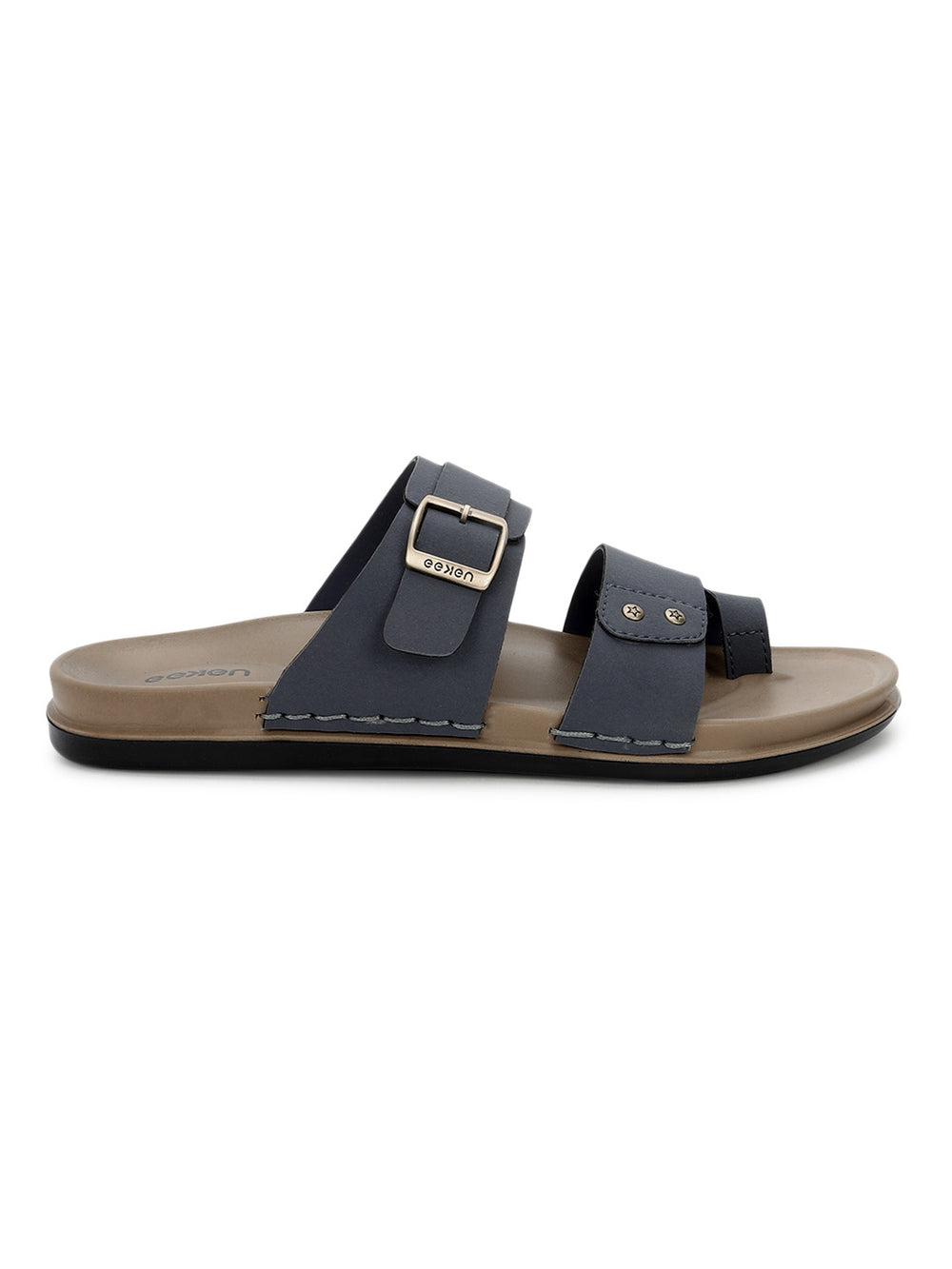 Eeken Men Casual Sandals Soft Footbed | Toe Ring Buckle Strap Slip On | Sleek Dual Strap styling for Daily Outdoor Use