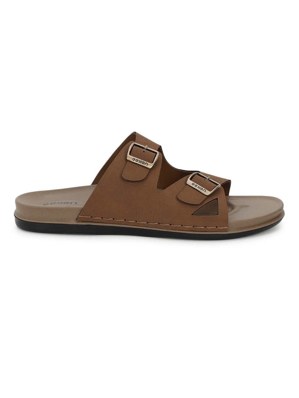 Eeken Men Casual Sandals Cushioned Footbed | Premium finish | Sturdy Grip| Dual Buckle Two Strap Slip On for Daily Outdoor Use