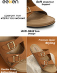 Eeken Men Casual Sandals Cushioned Footbed | Premium finish | Sturdy Grip| Dual Buckle Two Strap Slip On for Daily Outdoor Use