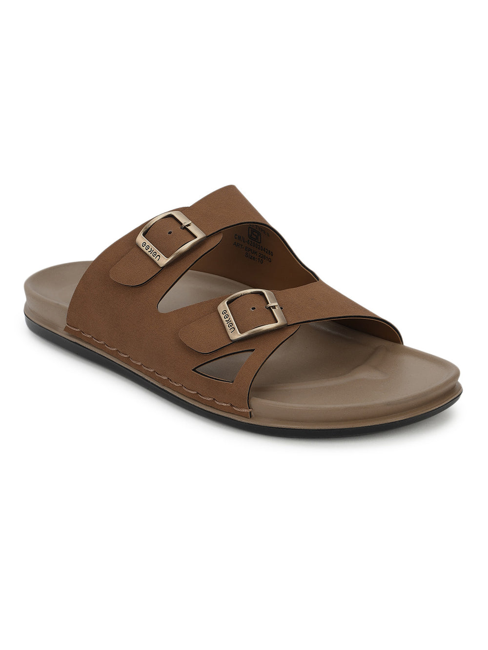 Eeken Men Casual Sandals Cushioned Footbed | Premium finish | Sturdy Grip| Dual Buckle Two Strap Slip On for Daily Outdoor Use