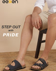 Eeken Men Casual Sandals Cushioned Footbed | Premium finish | Sturdy Grip| Dual Buckle Two Strap Slip On for Daily Outdoor Use