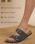 Eeken Men Casual Sandals Cushioned Footbed | Premium finish | Sturdy Grip| Dual Buckle Two Strap Slip On for Daily Outdoor Use