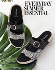 Eeken Women Sandals Dual Buckle Lightweight Stylish Daily Wear