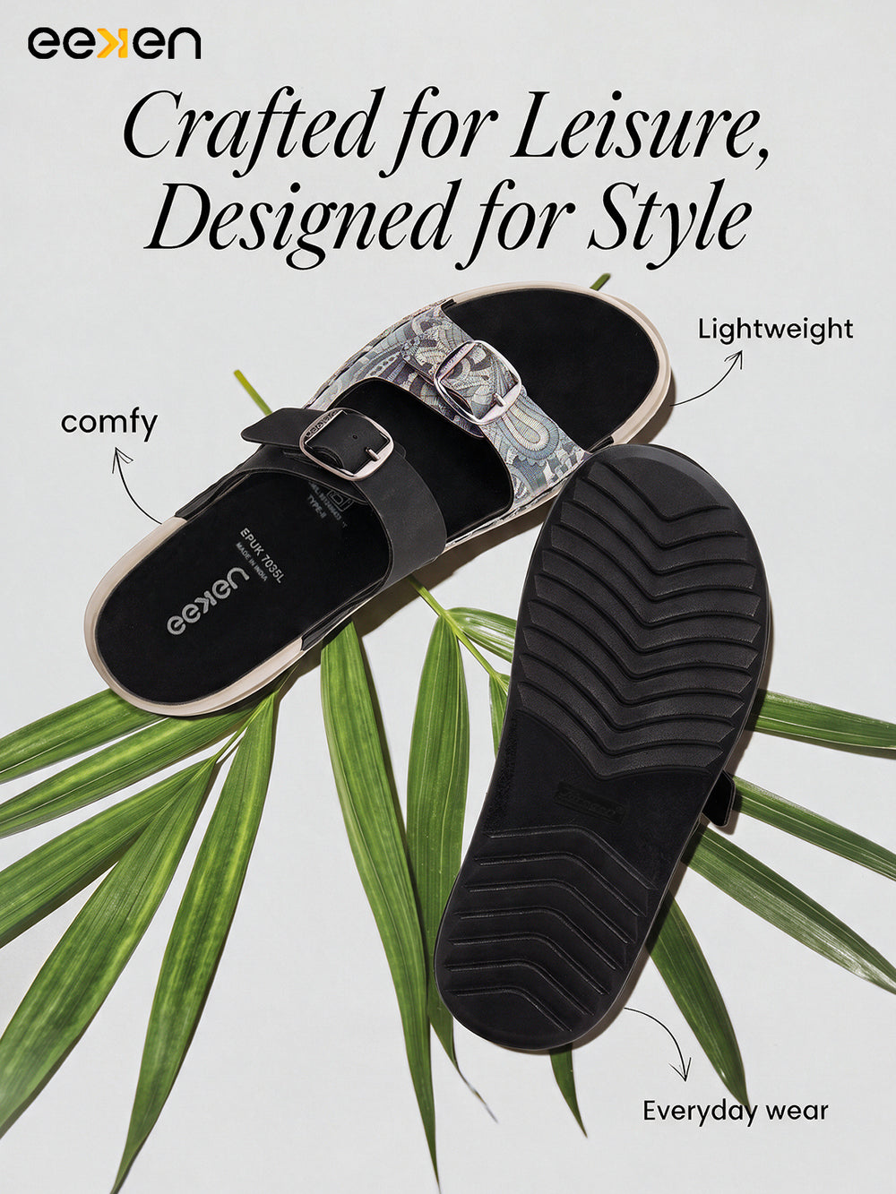 Eeken Women Sandals Dual Buckle Lightweight Stylish Daily Wear