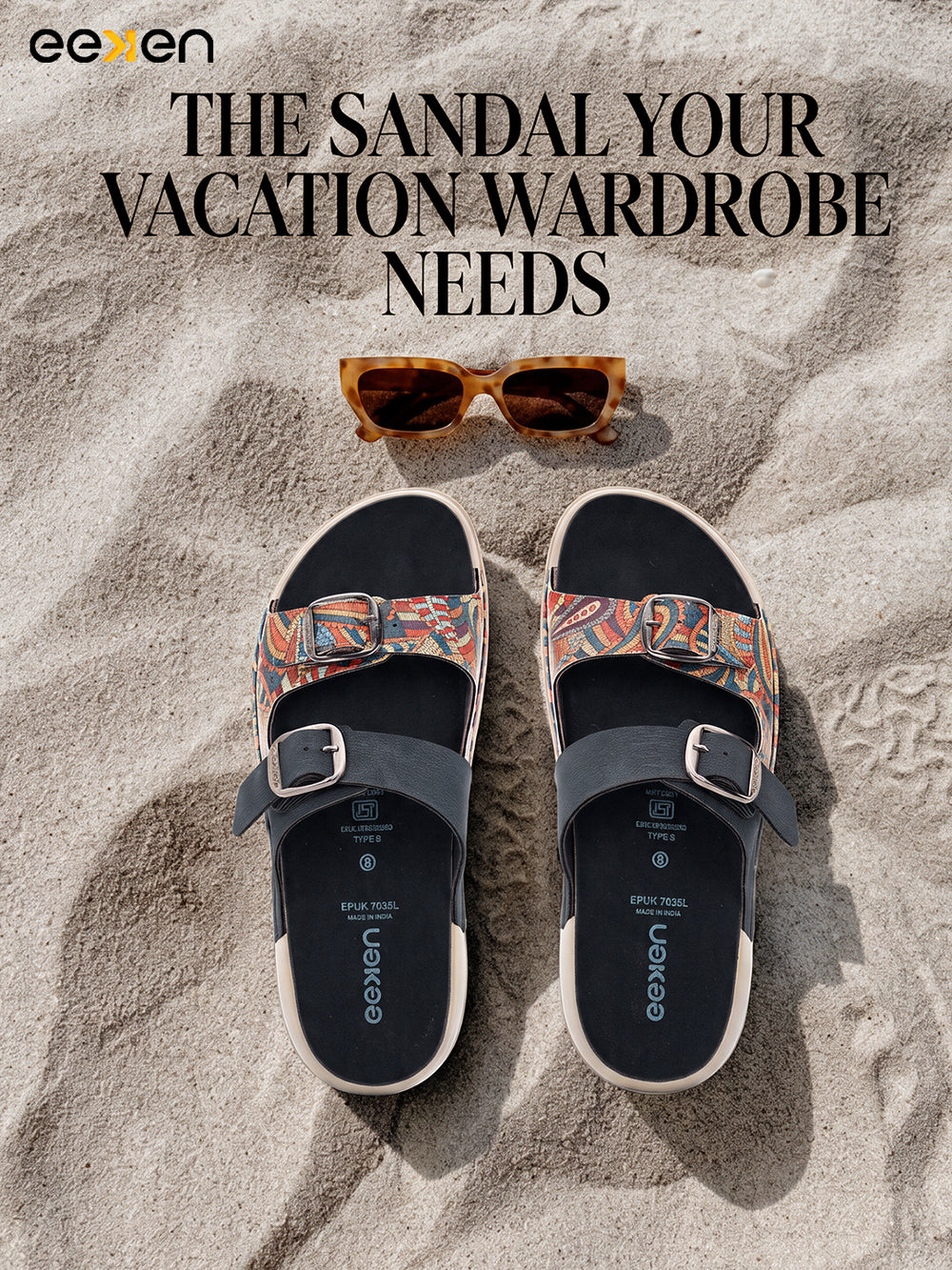 Eeken Women Sandals Dual Buckle Lightweight Stylish Daily Wear