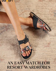 Eeken Women Sandals Dual Buckle Lightweight Stylish Daily Wear