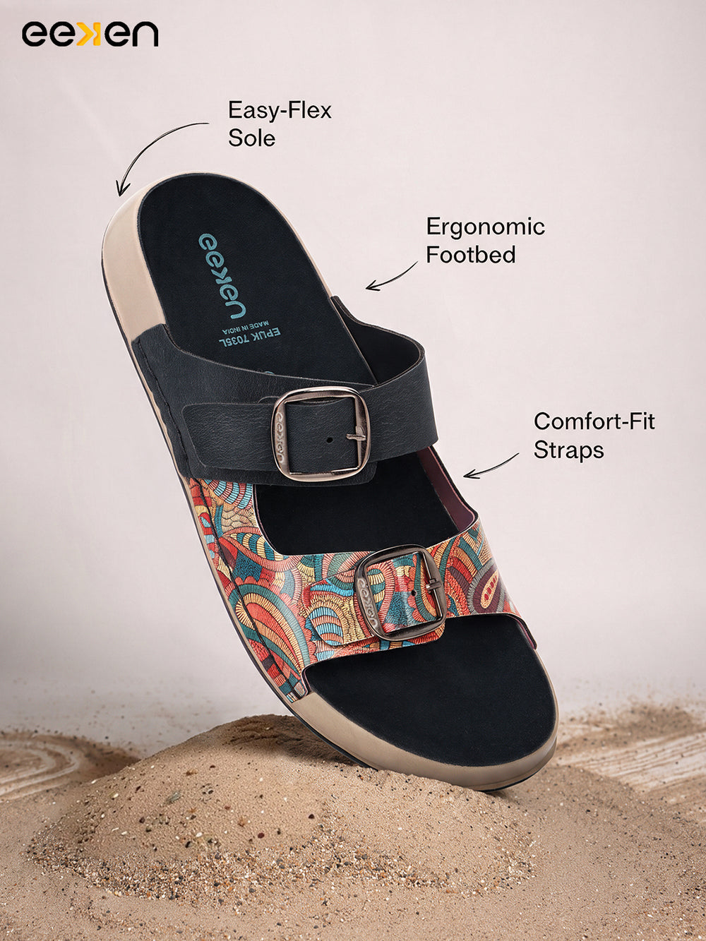 Eeken Women Sandals Dual Buckle Lightweight Stylish Daily Wear
