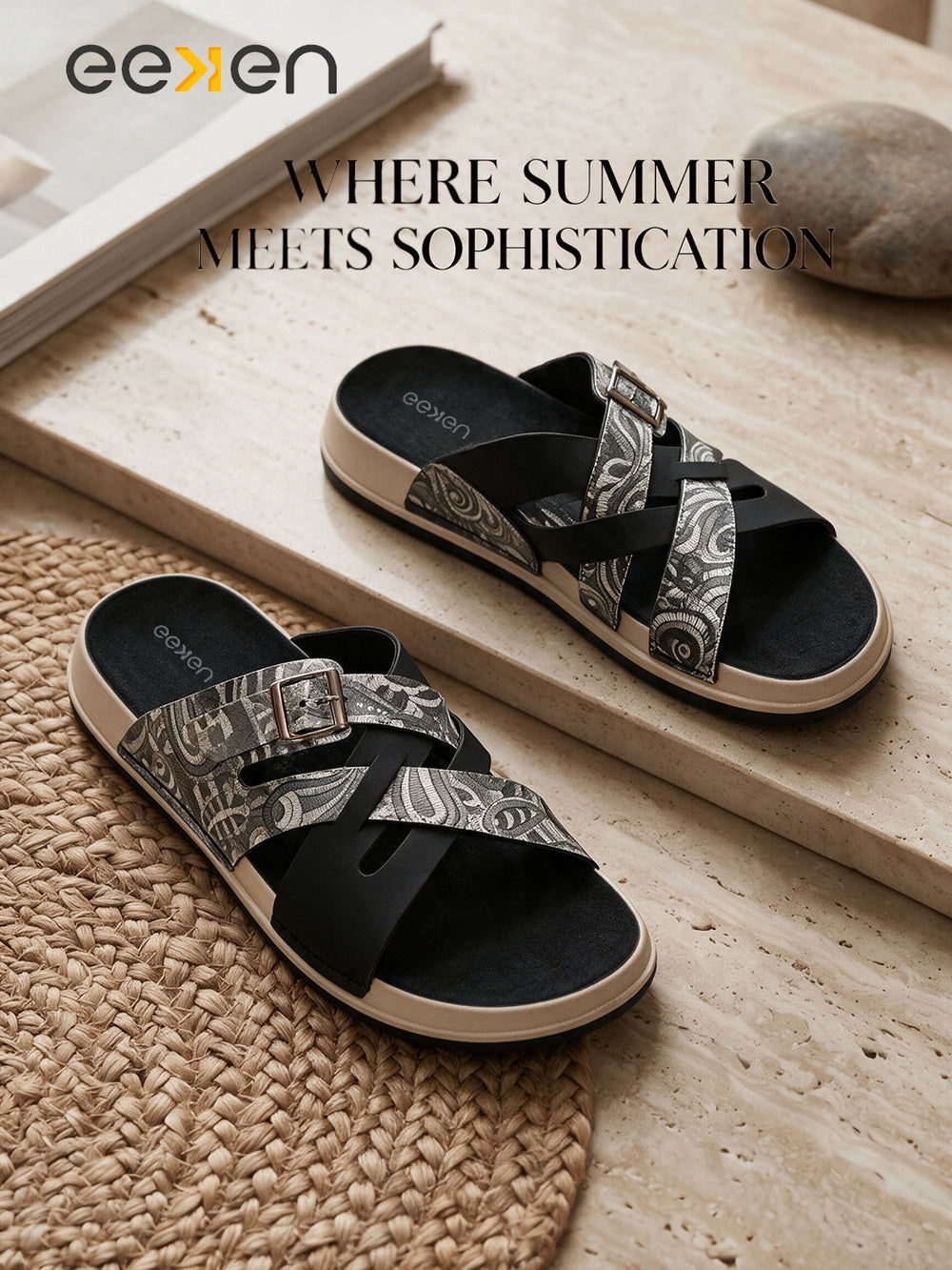 Eeken Women Lightweight Stylish Cross Strap Sandals